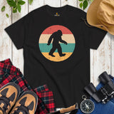 80s 90s Retro Bigfoot Squatchy Shirt - Sasquatch, Yeti Tee for Camping, Hiking, Hunting, Fishing & Outdoors Enthusiasts - Gift for Him - Black