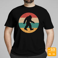 Camping & Hiking Shirt - Presents, Gift Ideas for Campers & Hikers - Bigfoot Sasquatch Tee - Happy Campers Shirt - 80s Retro Yeti T-Shirt - Large Size for Overweight