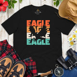Camping T-Shirt - 80s Retro Eagle Tee Shirt - Presents, Gift Ideas for Bird Lovers, Birdwatchers, Birders - 4th of July Patroitic Shirt - Black