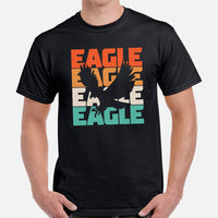 Camping T-Shirt - 80s Retro Eagle Tee Shirt - Presents, Gift Ideas for Bird Lovers, Birdwatchers, Birders - 4th of July Patroitic Shirt - Black, Men
