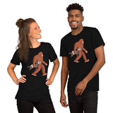 Adorable Bigfoot Carrying Ferret T-Shirt - Cryptid Legends Yeti, Sasquatch Tee for Weasel Mom & Dad, Wilderness Adventure Enthusiasts - Black, Unisex