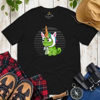 Adorable Chameleon Unicorn T-Shit - Reptile Addict & Charm Shirt - Ideal Gift for Lizard Dad/Mom & Owner - Amphibians, Lacertilia Shirt - Black