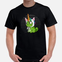 Adorable Chameleon Unicorn T-Shit - Reptile Addict & Charm Shirt - Ideal Gift for Lizard Dad/Mom & Owner - Amphibians, Lacertilia Shirt - Black, Men