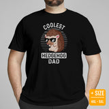 Adorable Coolest Hedgehog Dad T-Shirt - Porcupine Shirt - Gift for Hedgie Dad & Pet Lovers - Rodent, Spiky Mammal & Woodland Animal Tee - Black, Plus Size