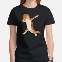 Adorable Dabbing Leopard Gecko T-Shit - Gift for Lizard Dad/Mom & Lovers - Reptile Addict & Charm Shirt - Amphibians, Lacertilia Shirt - Black, Women