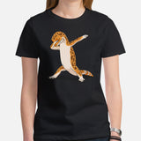 Adorable Dabbing Leopard Gecko T-Shit - Gift for Lizard Dad/Mom & Lovers - Reptile Addict & Charm Shirt - Amphibians, Lacertilia Shirt - Black, Women