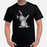 Adorable Dabbing Rabbit & Hare T-Shirt - Easter Buck Bunny Tee - Ideal Gift for Rabbit Dad/Mom & Whisperer, Animal Lovers & Pet Owners - Black, Men