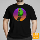 Adorable Eclectus Parrot Vaporwave Aesthetic T-Shirt - Cottagecore Geek Granola Tee for Outdoorsy Birder, Birdwatcher, Parrot Owner - Black, Large size for Overweight