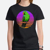 Adorable Eclectus Parrot Vaporwave Aesthetic T-Shirt - Cottagecore Geek Granola Tee for Outdoorsy Birder, Birdwatcher, Parrot Owner - Black, Women