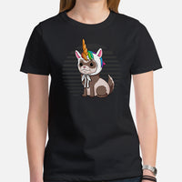 Adorable Ferret Unicorn T-Shirt - Fuzzy Sable, Weasel Shirt - Gift for Ferret Parents & Animal Lovers - Mustela Rescue & Adoption Tee - Black, Women