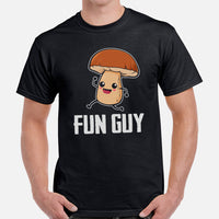 Camping & Hiking T-Shirt - Mushroom Shirt - Presents, Gift Ideas for Campers, Outdoorsmen, Hikers, Nature Lovers - Cute Fun Guy T-Shirt - Black