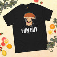Camping & Hiking T-Shirt - Mushroom Shirt - Presents, Gift Ideas for Campers, Outdoorsmen, Hikers, Nature Lovers - Cute Fun Guy T-Shirt - Black
