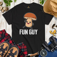 Camping & Hiking T-Shirt - Mushroom Shirt - Presents, Gift Ideas for Campers, Outdoorsmen, Hikers, Nature Lovers - Cute Fun Guy T-Shirt - Black