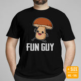 Camping & Hiking T-Shirt - Mushroom Shirt - Presents, Gift Ideas for Campers, Outdoorsmen, Hikers, Nature Lovers - Cute Fun Guy T-Shirt - Black, Large Size for Overweight