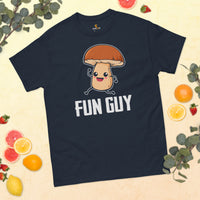 Camping & Hiking T-Shirt - Mushroom Shirt - Presents, Gift Ideas for Campers, Outdoorsmen, Hikers, Nature Lovers - Cute Fun Guy T-Shirt - Navy