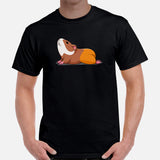 Adorable Guinea Pig Yoga Pose T-Shirt - Furry Potato Shirt - Cavy Whisperer & Lovers Tee - Ideal Gift for Rodent Dad/Mom & Pet Owners - Black, Men