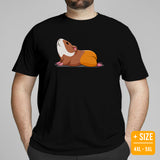 Adorable Guinea Pig Yoga Pose T-Shirt - Furry Potato Shirt - Cavy Whisperer & Lovers Tee - Ideal Gift for Rodent Dad/Mom & Pet Owners - Black, Plus Size