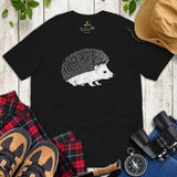 Adorable Hedgehog T-Shirt - Porcupine Shirt - Ideal Gift for Hedgie Dad/Mom & Pet Lovers - Rodent, Spiky Mammal & Woodland Animal Tee - Black