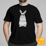 Adorable Hipster Rabbit & Hare T-Shirt - Easter Buck Bunny Tee - Ideal Gift for Rabbit Dad/Mom & Whisperer, Animal Lovers & Pet Owners - Black, Plus Size