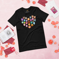 Camping T-Shirt - Presents, Gift Ideas for Bird & Nature Lovers, Birdwatchers, Birders - Happy Campers Shirt - Heart Shaped Woodsy Owl Tee - Black