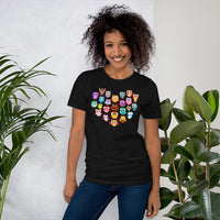 Camping T-Shirt - Presents, Gift Ideas for Bird & Nature Lovers, Birdwatchers, Birders - Happy Campers Shirt - Heart Shaped Woodsy Owl Tee - Black