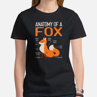 Adorable Red Fox Boho Shirt - Anatomy of A Fox Furry Fandom T-Shirt - Embrace Your Foxy Side - Gift for Fox Lover & Nature Enthusiast - Black, Women