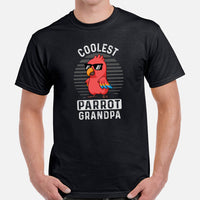 Camping & Hiking T-Shirt - Presents, Gift Ideas for Bird & Nature Lovers, Birdwatchers, Birders - Parrot Shirt - Coolest Parrot Grandpa Tee - Black