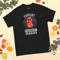 Camping & Hiking T-Shirt - Presents, Gift Ideas for Bird & Nature Lovers, Birdwatchers, Birders - Parrot Shirt - Coolest Parrot Grandpa Tee - Black