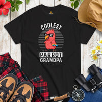 Camping & Hiking T-Shirt - Presents, Gift Ideas for Bird & Nature Lovers, Birdwatchers, Birders - Parrot Shirt - Coolest Parrot Grandpa Tee - Black
