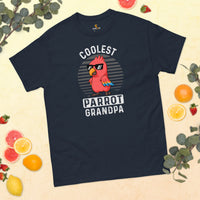 Camping & Hiking T-Shirt - Presents, Gift Ideas for Bird & Nature Lovers, Birdwatchers, Birders - Parrot Shirt - Coolest Parrot Grandpa Tee - Navy