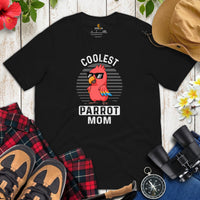 Camping & Hiking T-Shirt - Presents, Gift Ideas for Bird & Nature Lovers, Birdwatchers, Birders - Parrot Shirt - Coolest Parrot Mom T-Shirt - Black