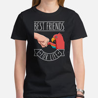 Adorable Scarlet Macaw Iago Parrot Aesthetic Shirt - Cottagecore Tee for Parrot Owner - Ara Macao Parrot Best Friends for Life Shirt - Black, Women