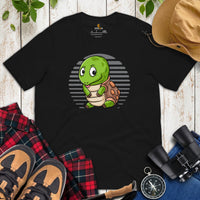 Adorable Tortoise Geek T-Shirt - Loggerhead, Land, Sea & Nautical Turtle Tee - Gift for Turtle & Animal Lovers - Zoo & Safari Shirt - Black