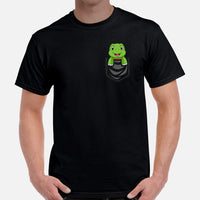 Adorable Tortoise In Pocket T-Shirt - Loggerhead, Land, Sea & Nautical Turtle Tee - Gift for Turtle & Animal Lovers - Safari Shirt - Black, Men