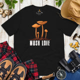 Camping & Hiking T-Shirt - Mushroom Shirt - Presents, Gift Ideas for Happy Campers & Hikers, Nature Lovers - Mush Love Chanterelle T-Shirt - Black