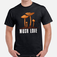 Aesthetic Goblincore Shirt - Cottagecore, Forestcore Tee for Forgager, Mushroom Hunter & Mycologist - Chanterelle Mush Love T-Shirt - Black, Men