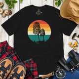 Camping & Hiking T-Shirt - Mushroom Shirt - Presents, Gift Ideas for Campers & Hikers, Nature Lovers - Vintage Morel Fungi Graphic T-Shirt - Black