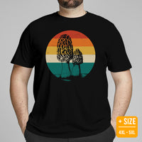 Camping & Hiking T-Shirt - Mushroom Shirt - Presents, Gift Ideas for Campers & Hikers, Nature Lovers - Vintage Morel Fungi Graphic T-Shirt - Black, Large Size for Overweight