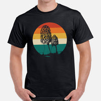 Camping & Hiking T-Shirt - Mushroom Shirt - Presents, Gift Ideas for Campers & Hikers, Nature Lovers - Vintage Morel Fungi Graphic T-Shirt - Black, Men