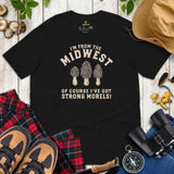 Camping & Hiking T-Shirt - Mushroom Shirt - Presents, Gift Ideas for Happy Campers & Hikers, Nature Lovers - I've Got Strong Morels T-Shirt - Black