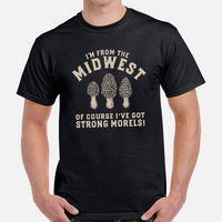 Camping & Hiking T-Shirt - Mushroom Shirt - Presents, Gift Ideas for Happy Campers & Hikers, Nature Lovers - I've Got Strong Morels T-Shirt - Black, Men