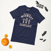 Camping & Hiking T-Shirt - Mushroom Shirt - Presents, Gift Ideas for Happy Campers & Hikers, Nature Lovers - I've Got Strong Morels T-Shirt - Navy