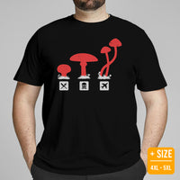 Camping & Hiking T-Shirt - Mushroom Shirt - Presents, Gift Ideas for Campers, Outdoorsmen, Hikers, Nature Lovers - Psilocybe Fungi T-Shirt - Black, Large Size for Overweight