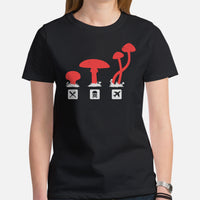 Camping & Hiking T-Shirt - Mushroom Shirt - Presents, Gift Ideas for Campers, Outdoorsmen, Hikers, Nature Lovers - Psilocybe Fungi T-Shirt - Black, Women