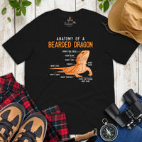 Camping Shirt - Bearded Dragon T-Shirt - Gifts for Outdoorsmen, Nature & Animal Lovers - Lizard, Reptile Shirt - Anatomy of A Beardie Shirt - Black