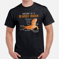 Camping Shirt - Bearded Dragon T-Shirt - Gifts for Outdoorsmen, Nature & Animal Lovers - Lizard, Reptile Shirt - Anatomy of A Beardie Shirt - Black, Men