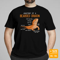 Camping Shirt - Bearded Dragon T-Shirt - Gifts for Outdoorsmen, Nature & Animal Lovers - Lizard, Reptile Shirt - Anatomy of A Beardie Shirt - Black, Plus Size