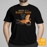 Camping Shirt - Bearded Dragon T-Shirt - Gifts for Outdoorsmen, Nature & Animal Lovers - Lizard, Reptile Shirt - Anatomy of A Beardie Shirt - Black, Plus Size
