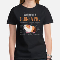 Anatomy of A Guinea Pig Furry Potato T-Shirt - Guinea Pig Whisperer & Lovers Shirt - Ideal Gift for Cavy, Rodent Dad/Mom & Pet Owners - Black, Women