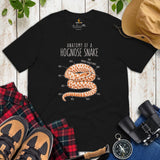 Camping & Snakes Shirt - Ball Python T-Shirt - Gifts for Outdoorsmen, Nature Lovers - Danger Noodle Shirt - Anatomy of Hognose Snake Shirt - Black